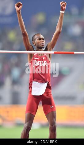 Mutaz Barshim (Qatar). Salto in alto la Medaglia d'oro. IAAF mondiale di atletica, Doha 2019 Foto Stock