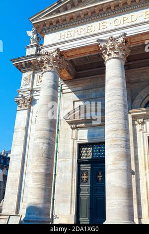 Colonne architettoniche in marmo della chiesa di Frederik a Copenhagen, Danimarca Foto Stock