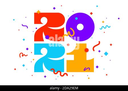 2021, Felice Anno Nuovo. Biglietto d'auguri felice anno nuovo 2021 Illustrazione Vettoriale