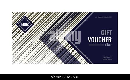 Volantino nero universale con design astratto, linee argentate chiare su sfondo scuro. Modello vettoriale per la pubblicità della vostra azienda. Illustrazione Vettoriale