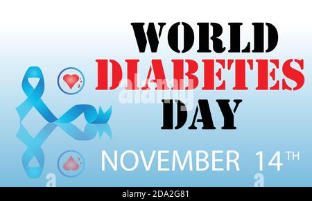 Giornata mondiale del diabete 14 novembre Banner vettoriale o Poster Design Illustrazione Vettoriale