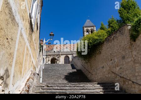 La chiesa di Vetheuil, Val d'Oise, Francia Foto Stock