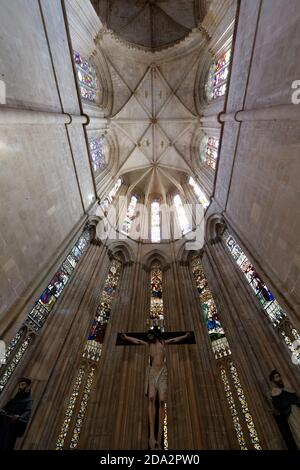 Soffitto del coro, Monastero Domenicano di Batalha o Monastero di Santa Maria della Vittoria, Batalha, quartiere di Leiria, Portogallo Foto Stock