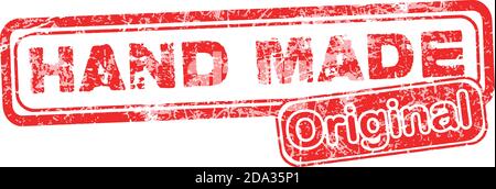 Immagine vettoriale del francobollo in gomma rosso prodotto a mano Illustrazione Vettoriale