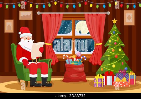 Babbo Natale seduto in poltrona Illustrazione Vettoriale