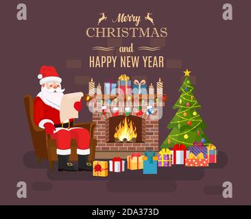 Babbo Natale seduto in poltrona Illustrazione Vettoriale