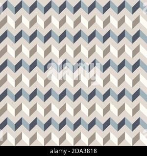 Sfondo geometrico astratto in colori neutri. Modello vettoriale senza giunture. Taupe marrone, blu scuro e colori naturali teal. Moda tessuto patchwork des Illustrazione Vettoriale
