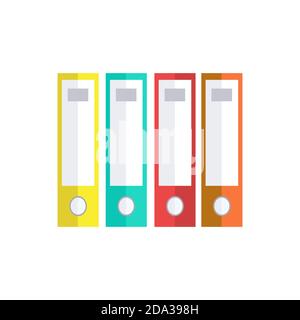 Cartelle di Office per la memorizzazione dei contratti su sfondo bianco. Icona della cartella colorata. Illustrazione vettoriale. Illustrazione Vettoriale