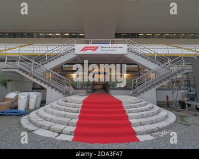 MONZA, ITALIA - 30 agosto 2018: L'Autodromo Nazionale Monza, una pista di gara situata nei pressi della città di Monza, a nord di Milano, in Italia. Foto Stock