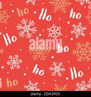 Ho-ho-ho-ho natale modello con lettere e fiocchi di neve. Illustrazione vettoriale Illustrazione Vettoriale