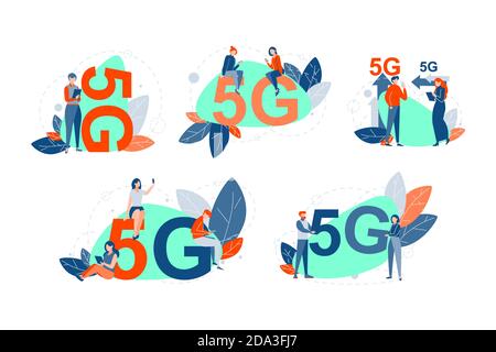 concetto di set di rete 5g Illustrazione Vettoriale