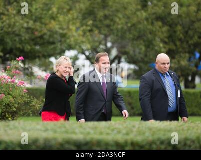 NEW YORK, USA - 18 settembre 2017: Ministro degli Affari Esteri di Svezia Margot Elisabeth Wahlstrom e primo Ministro del Regno di Svezia Stefan Lofven durante la 72 a sessione dell'Assemblea Generale delle Nazioni Unite Foto Stock