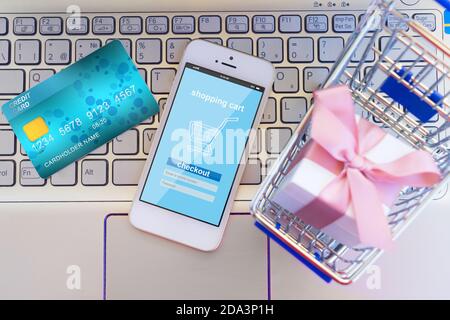 Informazioni generali sullo shopping tramite carta di credito Foto Stock