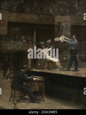 Pugilato, dipinto ad olio, Thomas Eakins, americano, 1844-1916 – tra i giri Foto Stock