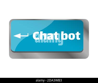 Bot chat . Primo piano della tastiera, immettere il tasto del computer. Foto Stock