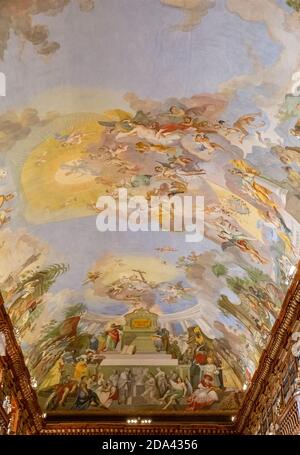 Monastero di Strahov a Praga, affresco sul soffitto della Sala filosofica della Biblioteca Foto Stock