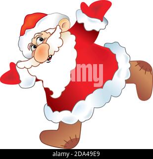 Allegro Babbo Natale che corre Illustrazione Vettoriale
