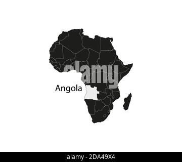 Angola su africa mappa vettore. Illustrazione vettoriale. Illustrazione Vettoriale