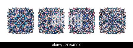 I mandala collezione. Round ornamento Pattern. Vintage di elementi decorativi. Disegnata a mano sullo sfondo. L'Islam, l'Arabo, indiano, motivi ottomano. Illustrazione Vettoriale