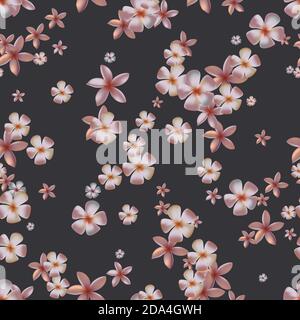 Delicato motivo senza cuciture con fiori tropicali rosa Illustrazione Vettoriale