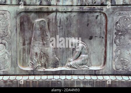 La scultura dei lottatori dei coltelli di Johan Peter Molin a Goteborg In Svezia Foto Stock