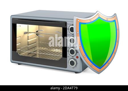 Forno con tostapane a convezione con schermo, rendering 3D isolato su sfondo bianco Foto Stock