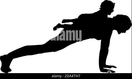 Silhouette di donna che fa sport con il bambino Illustrazione Vettoriale