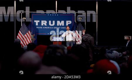 Donald Trump Jr. Parla ad una folla a Hollidaysburg, Pennsylvania, per un raduno DI MAGA il 10-20-2020 Foto Stock