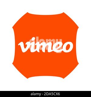 Logo Vimeo. Lettore video senza pubblicità Vimeo. Applicazione Vimeo . Kharkiv, Ucraina - Ottobre, 2020 Foto Stock