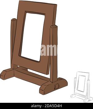 cornice fotografica marrone vuota con schizzo dell'illustrazione vettoriale dello spazio di copia doodle mano disegnata isolata su sfondo bianco Illustrazione Vettoriale