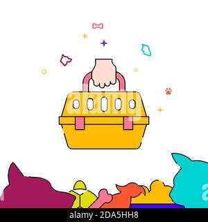 Icona della linea riempita del porta-animali, semplice illustrazione Illustrazione Vettoriale