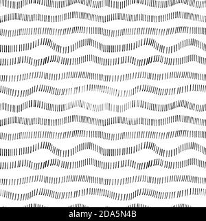 Linee tratteggiate ondulate disegnate a mano motivo senza giunture. Illustrazione Vettoriale