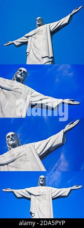 Cristo Redentore sul Monte Corcovado, Rio de Janeiro Brasile Sud America la statua si erge a 38 m (125 piedi) di altezza ed è situata alla cima di Foto Stock