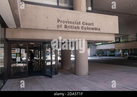 Vancouver, Canada - Luglio 13,2020: Segno della Corte Provinciale della Columbia Britannica nel centro di Vancouver Foto Stock