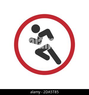Segno di un running man. Segno vettoriale dell'atleta, stile piatto Illustrazione Vettoriale