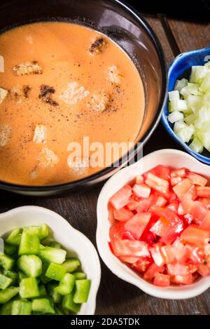 Salse messicane e zuppa di gazpacho Foto Stock