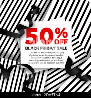 Banner sconto del 50% sulla vendita del Black friday Illustrazione Vettoriale