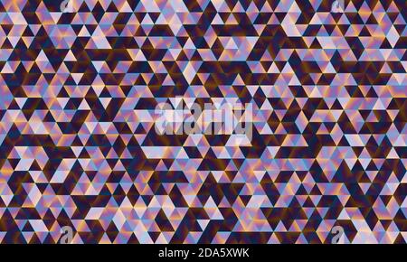 Sfondo multicolore astratto, motivo geometrico di triangoli in sfumatura blu-viola-gialla, disegno per poster, banner, cartoncino e template. Illustrazione vettoriale Illustrazione Vettoriale