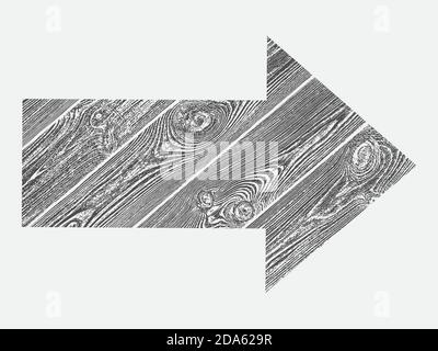 Disegno freccia . Sfondo freccia vettore . Grana legno. Sfondo di legno scuro naturale. Illustrazione Vettoriale