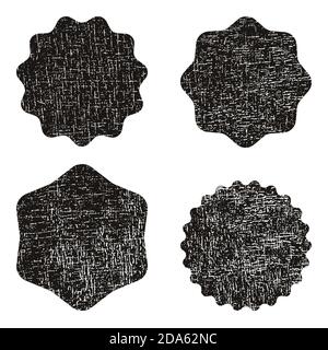 Timbro vettoriale senza testo. Set di timbri . Francobolli neri . Grunge gomma Texture Stamp . Texture timbro in difficoltà . Raccolta di post-francobolli . Timbri vettoriali . Timbri circolari . Illustrazione Vettoriale