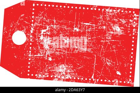 illustrazione timbro grunge vettoriale di etichetta prezzo rossa vuota con segni di omissione Illustrazione Vettoriale