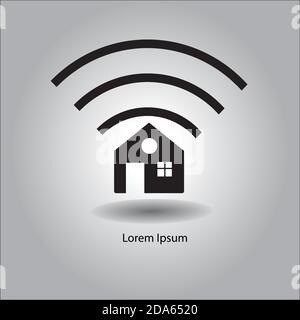 immagine dell'icona home vettoriale con il simbolo del segnale wireless Illustrazione Vettoriale