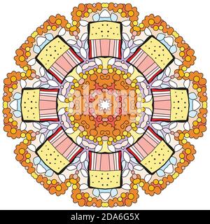 Colorato Mandala carino. Decorazione tonda insolita ornamenti. Illustrazione Vettoriale