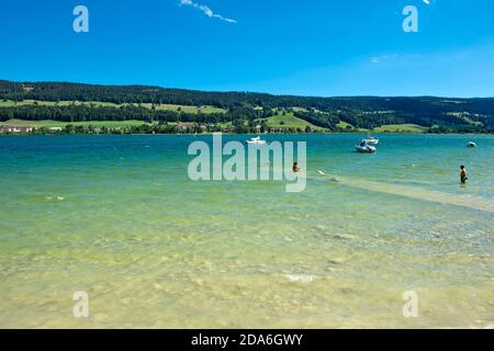 Svizzera, Vaud, Waadt, Vallée de Joux, Parc Jura vaudois, Lac de Joux, sport nautique, Wassersport, sport acquatici Foto Stock