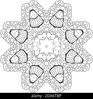 Mandalas carino colorato. Ornamenti rotondi decorativi insoliti per la colorazione. Illustrazione Vettoriale