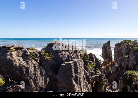 Punakaiki pancake rocks in Nuova Zelanda Foto Stock