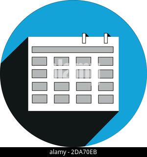 Icona del calendario a disegno piatto vettoriale. Clipart calendario astratto in colori nero e blu Illustrazione Vettoriale