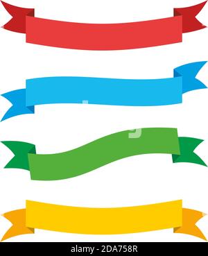 Nastro decorativo motto per slogan, congratulazioni, logo. Serie di illustrazioni vettoriali colorate. Illustrazione Vettoriale