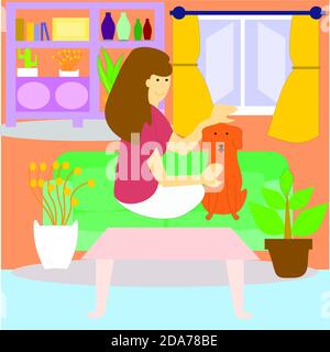 Trattamento di guarigione Reiki che dà al cane. Foto Stock