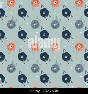 Cartoon colori pastello motivo vettoriale senza giunture. Il motivo è adatto per cartoline, tessuti, carta da imballaggio o poster Illustrazione Vettoriale